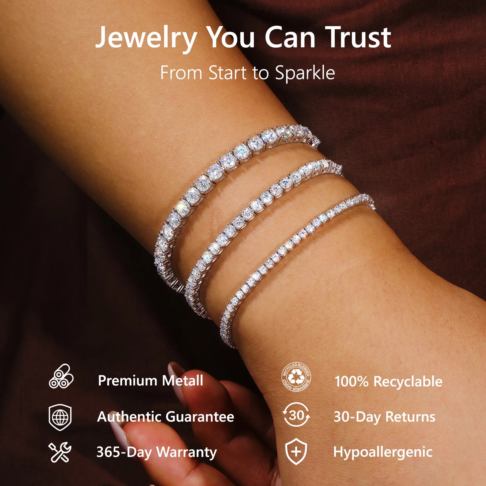 The Signature 925 Sterling Silver 4mm Tennis Bracelet