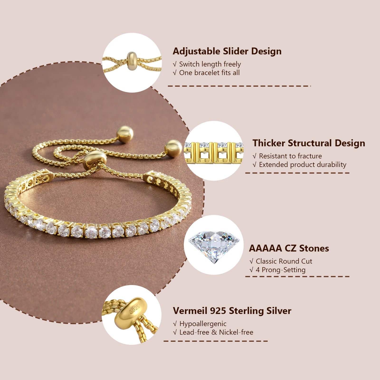 The Signature 925 Sterling Silver 4mm Tennis Bracelet