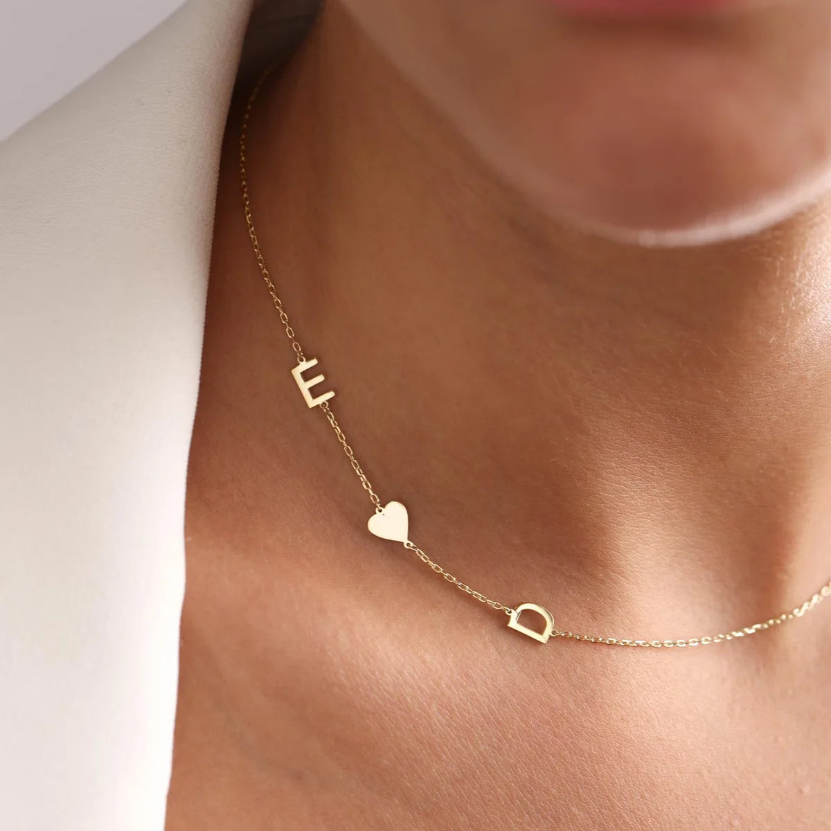 Gold Heart Initial Necklace - Custom Jewelry for Women & Girls