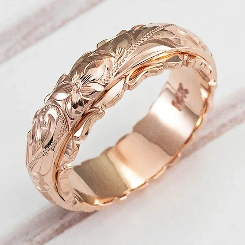 The Carved Rose Botanical Ring