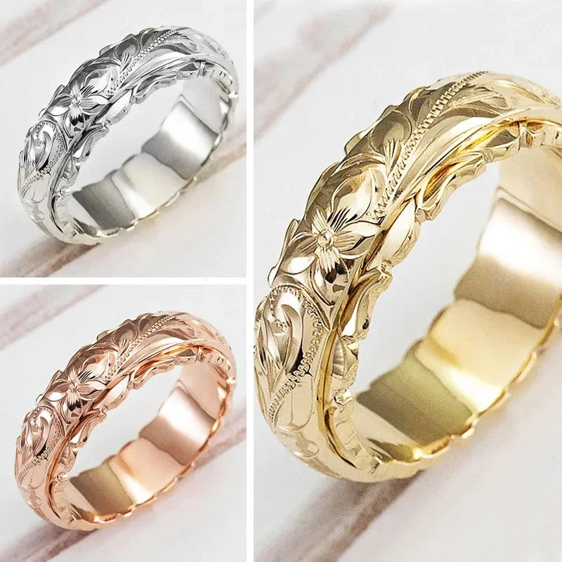 The Carved Rose Botanical Ring