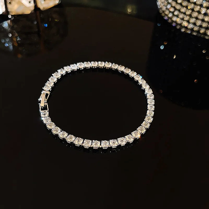 Radiant Square Crystal Gold Bracelet - Elegant 18K Gold Accessory