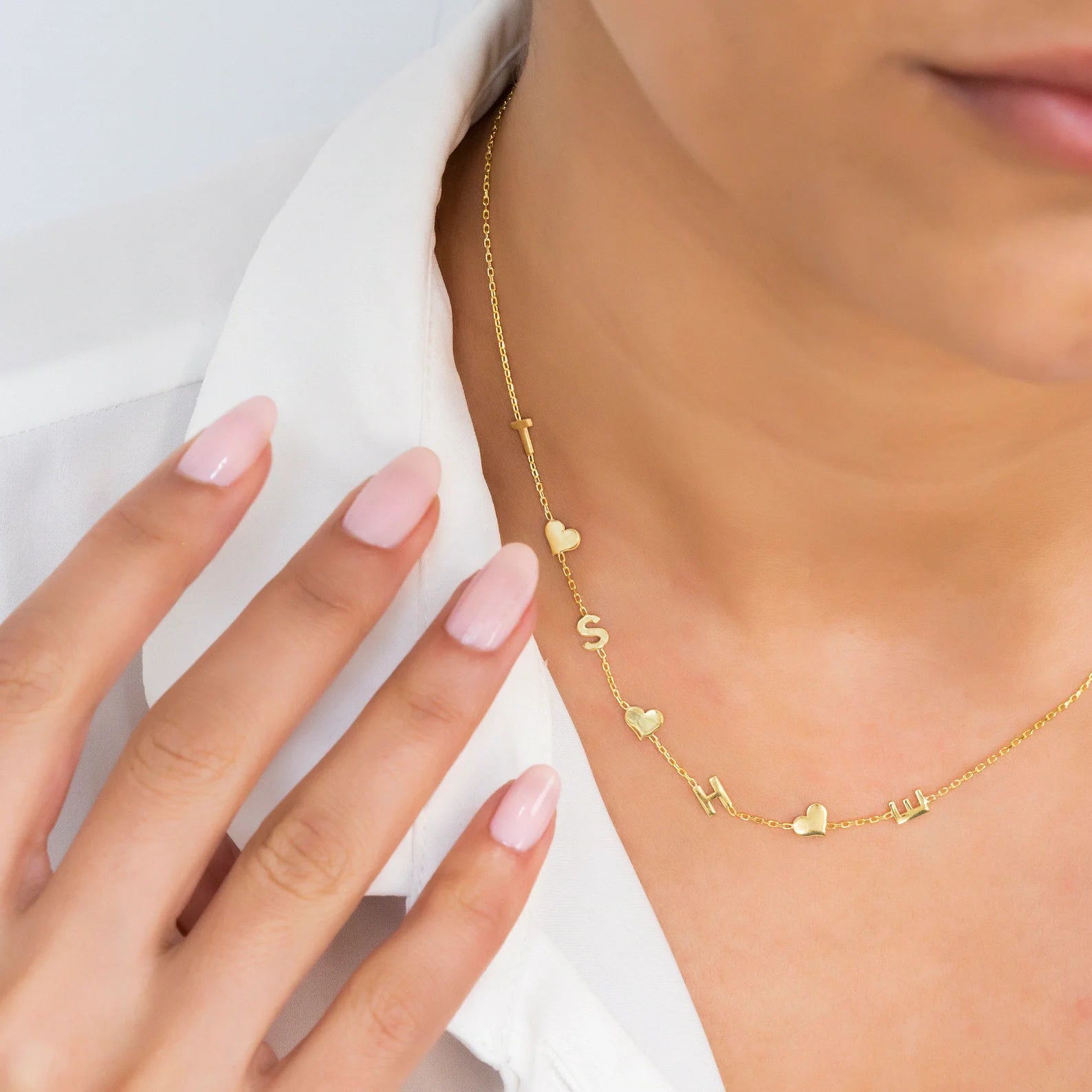 Gold Heart Initial Necklace - Custom Jewelry for Women & Girls