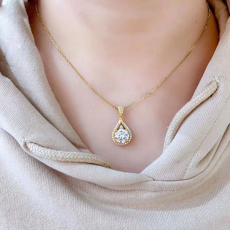 The Pear-Cut Moissanite Water Drop Pendant