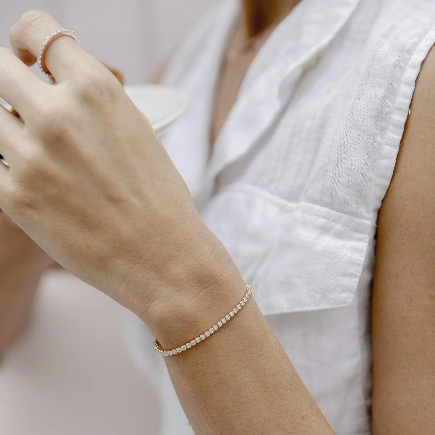 The Essential 14K Gold Plated Adjustable Tennis Bracelet