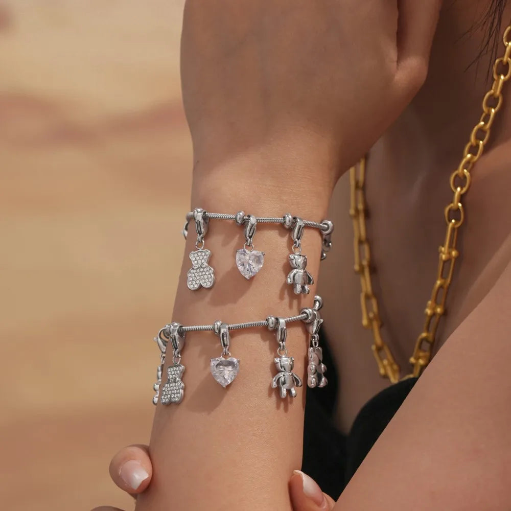 Cute Bear Charm Bracelet – 18K Gold Plated Jewelry