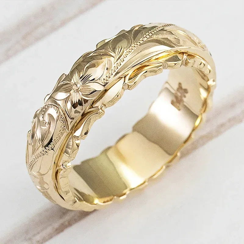 The Carved Rose Botanical Ring