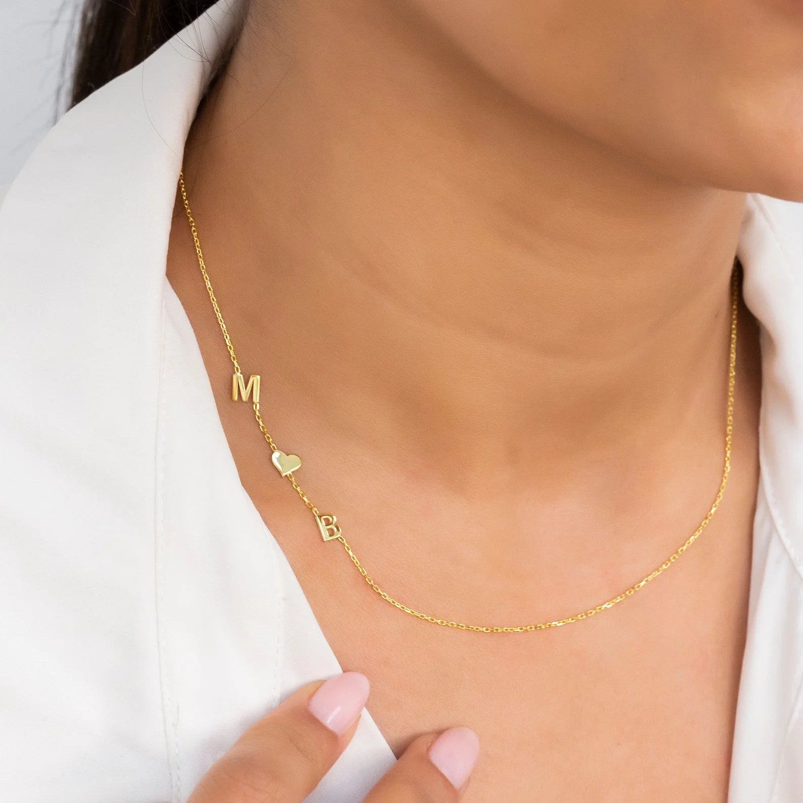 Gold Heart Initial Necklace - Custom Jewelry for Women & Girls