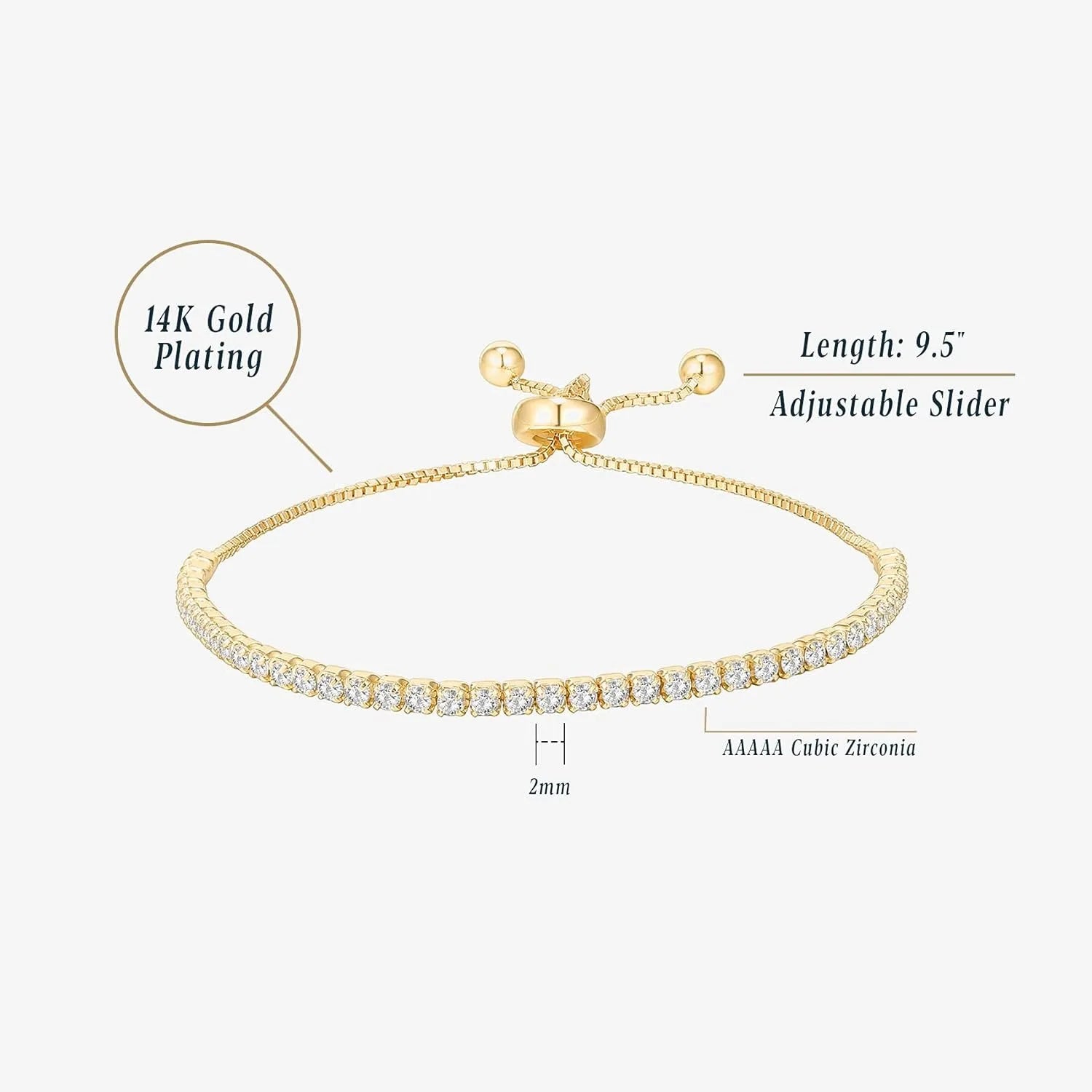 The Essential 14K Gold Plated Adjustable Tennis Bracelet