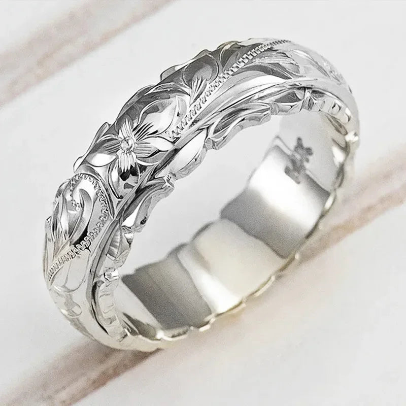The Carved Rose Botanical Ring