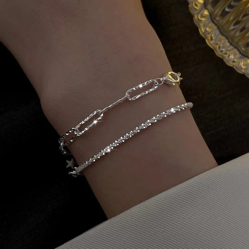 Radiant Square Crystal Gold Bracelet - Elegant 18K Gold Accessory